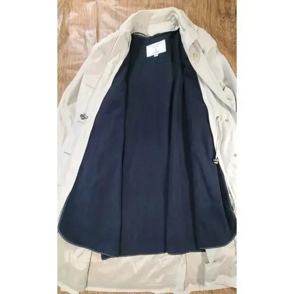 LONDON FOG Overcoat Trench Coat 8 Petite Removable Fleece Lining Tan - Picture 4 of 7
